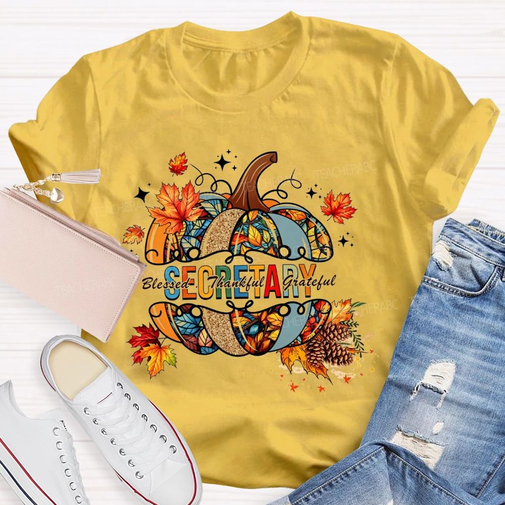 Secretary Blessed Thankful Grateful Fall Vibes T-shirt