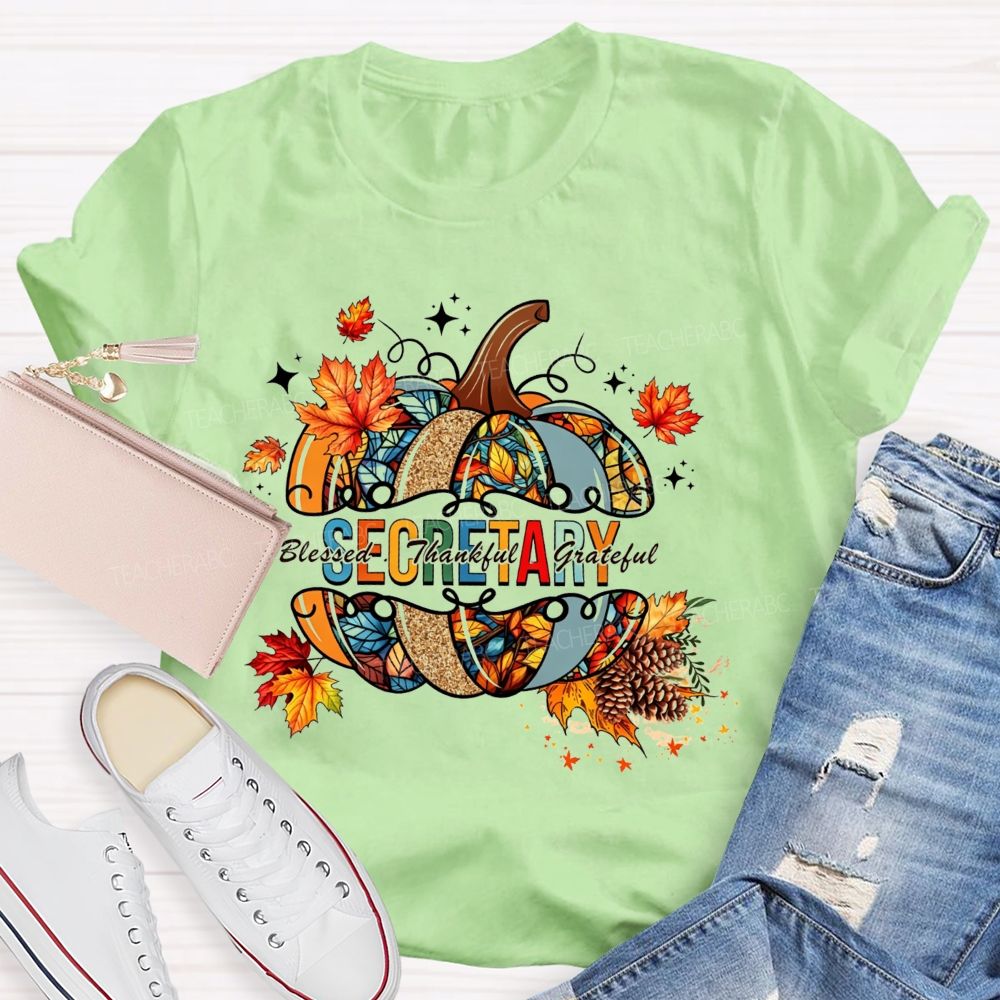 Secretary Blessed Thankful Grateful Fall Vibes T-shirt