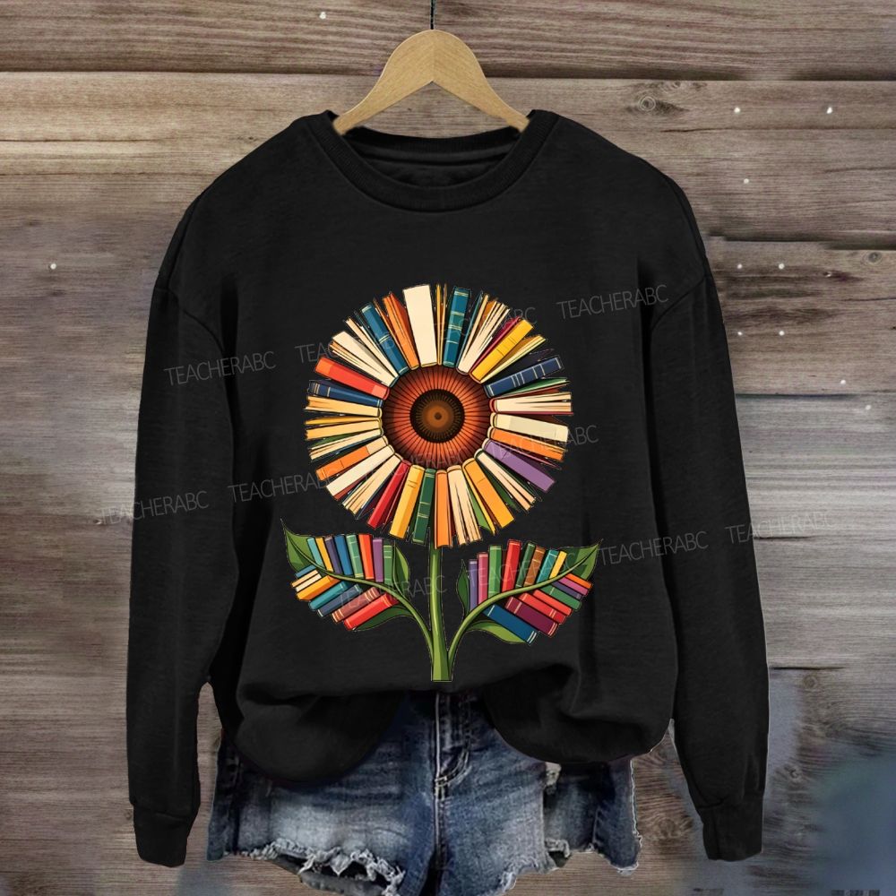 Book-Style Sunflower Sweatshirt