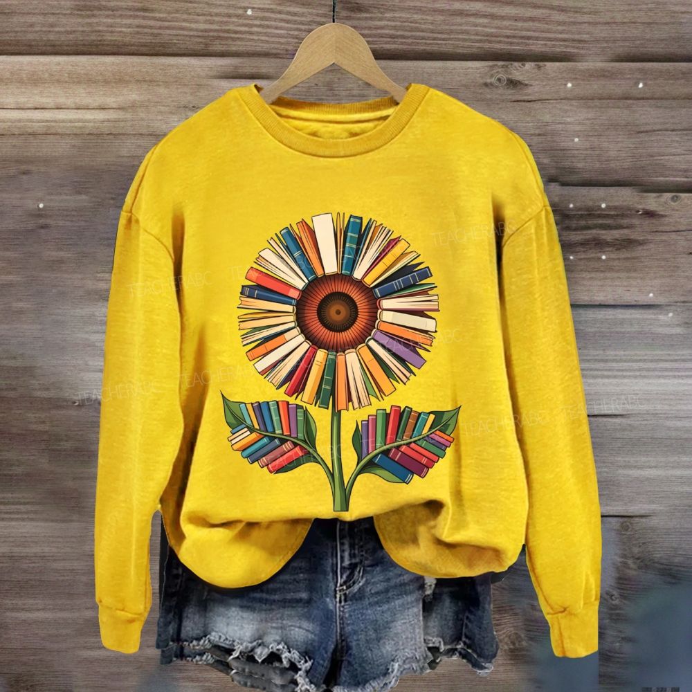 Book-Style Sunflower Sweatshirt