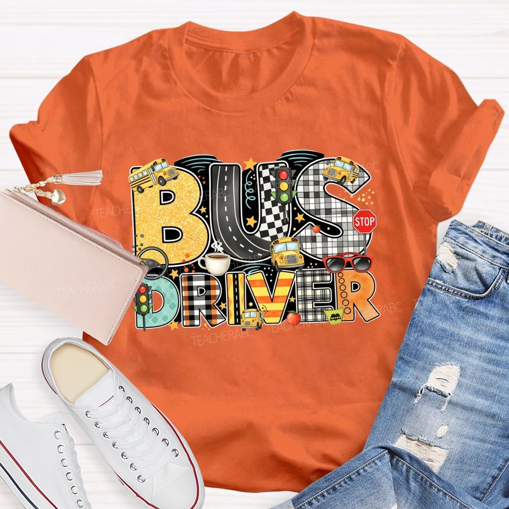 Bus Driver Mode On Coffee In Hand Kids On Board T-shirt