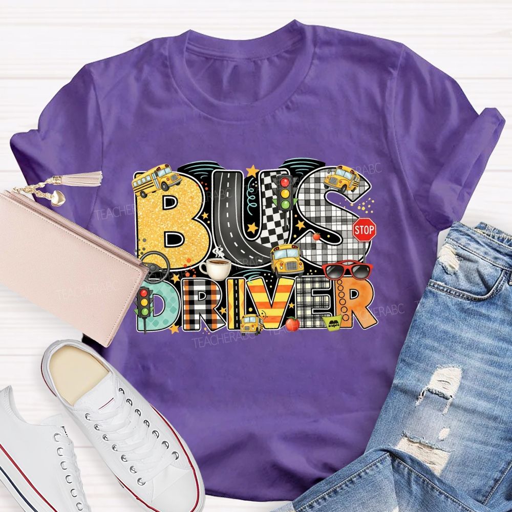 Bus Driver Mode On Coffee In Hand Kids On Board T-shirt
