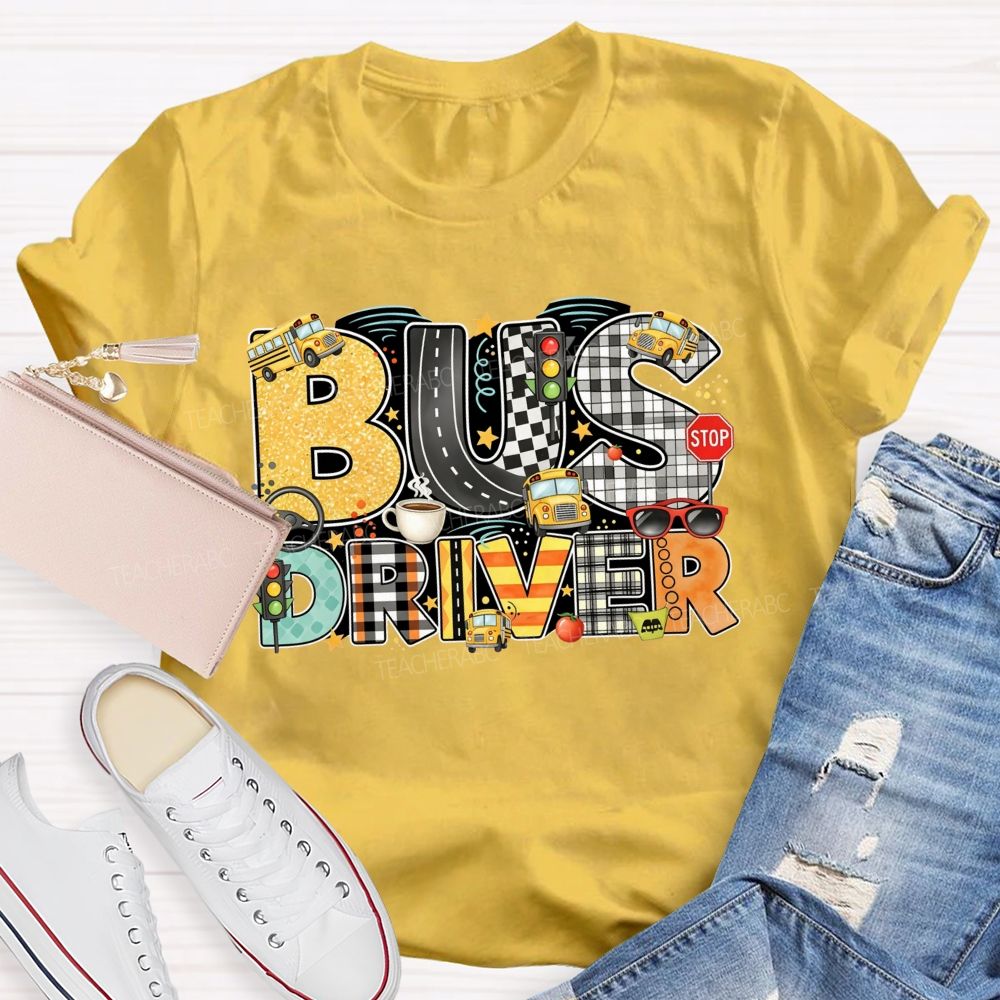 Bus Driver Mode On Coffee In Hand Kids On Board T-shirt