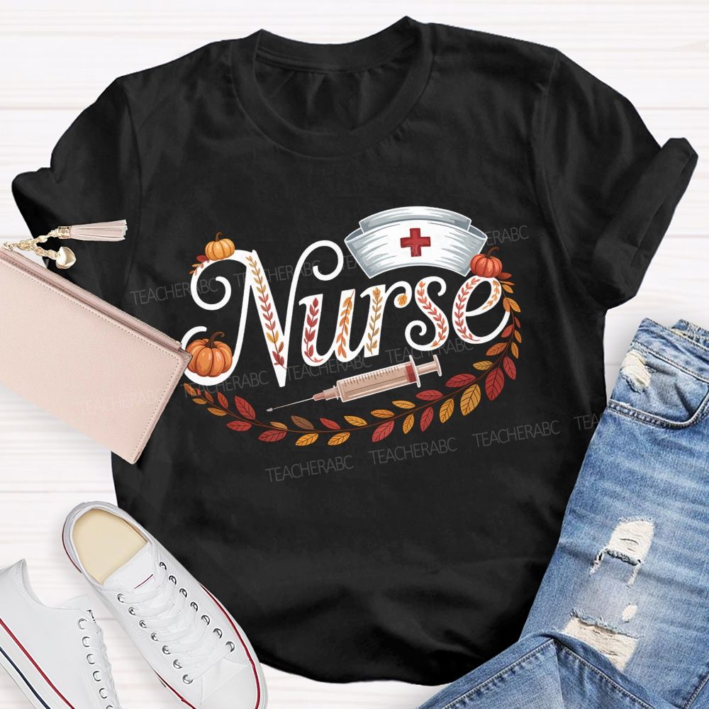 Fall Nurse Pumpkin Fall Vibes Nurse Life T-shirt
