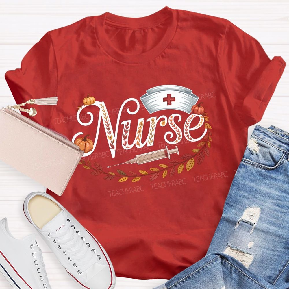 Fall Nurse Pumpkin Fall Vibes Nurse Life T-shirt