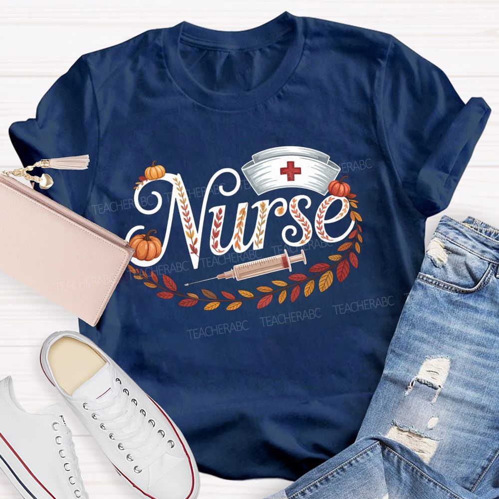 Fall Nurse Pumpkin Fall Vibes Nurse Life T-shirt