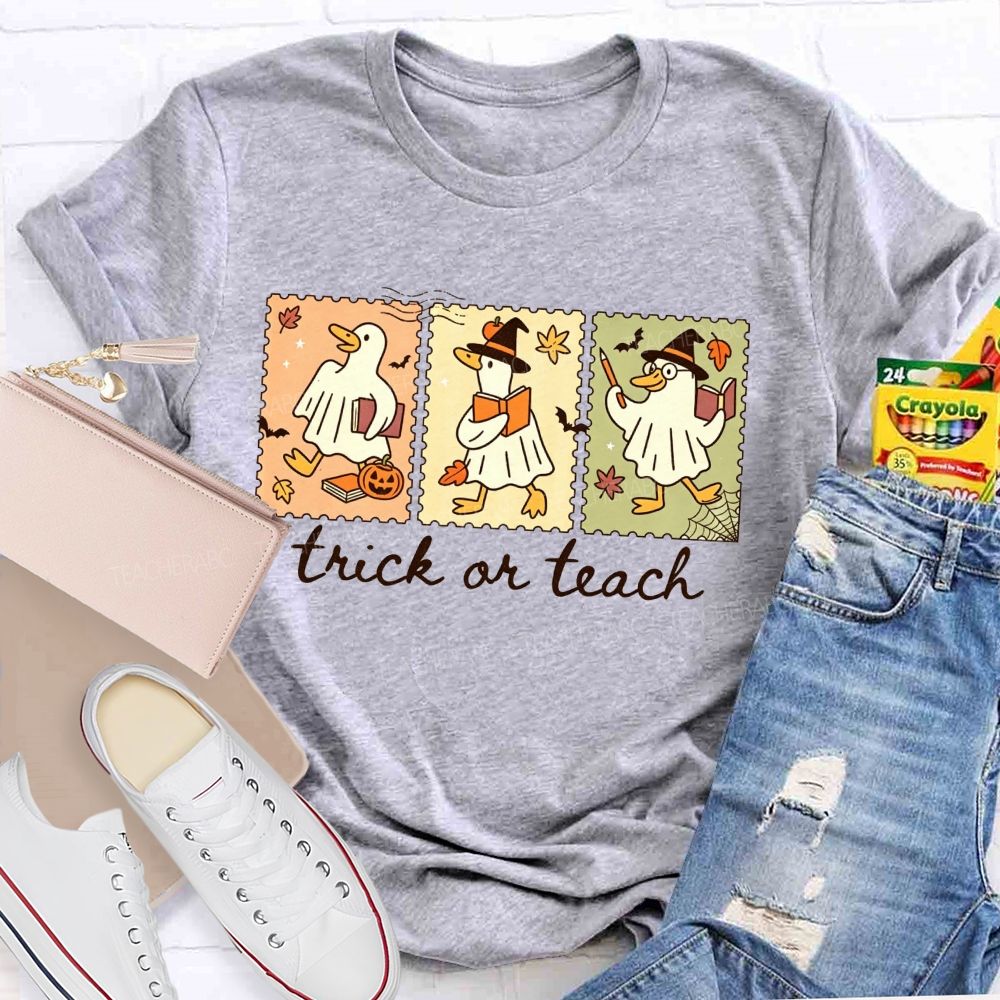 Trick Or Teach Teacher Goose Three Spooky Teacher T-shirt