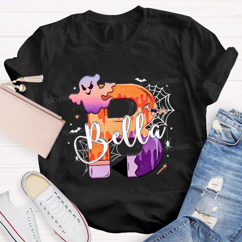 Personalized Name Little Spooky Halloween Teacher T-shirt