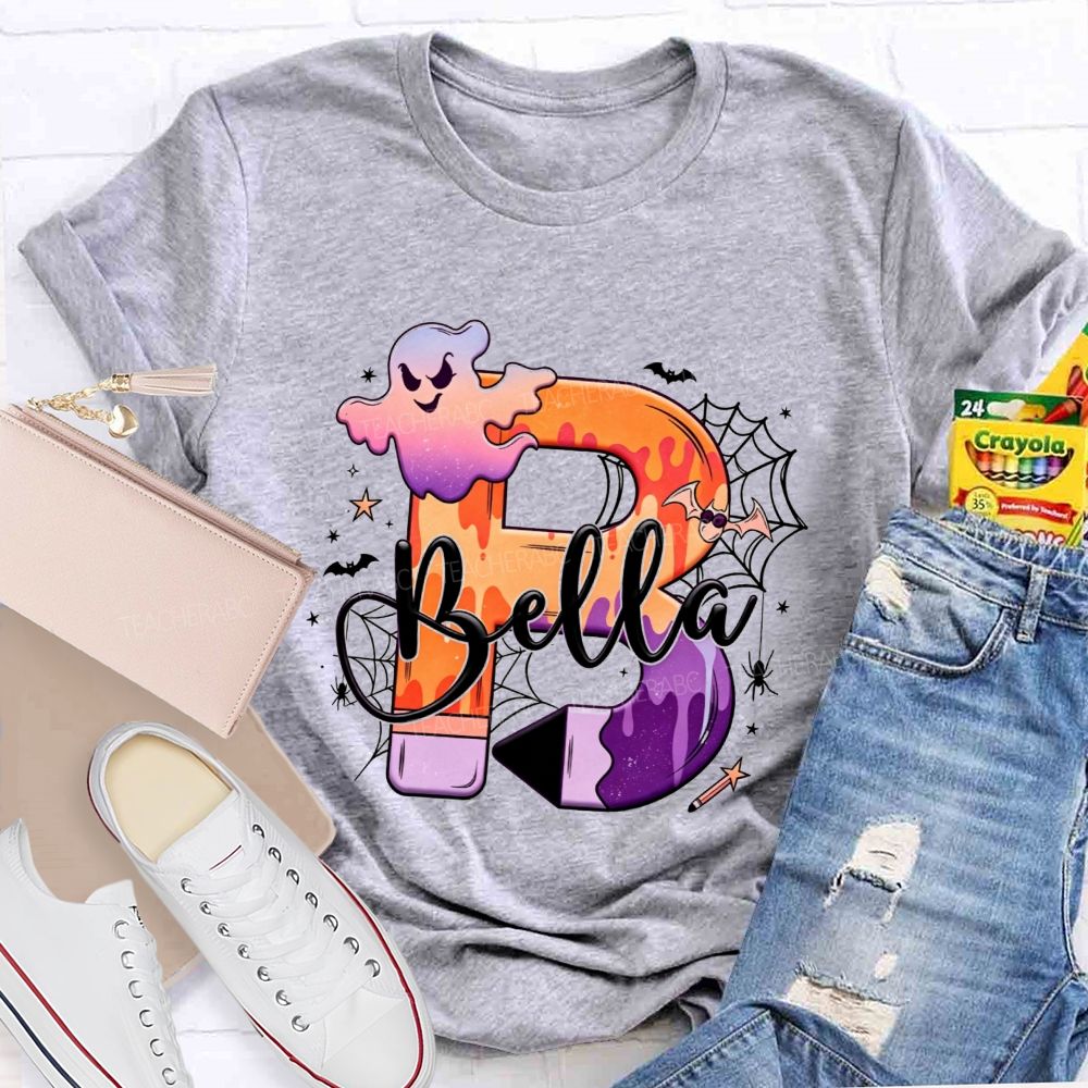 Personalized Name Little Spooky Halloween Teacher T-shirt