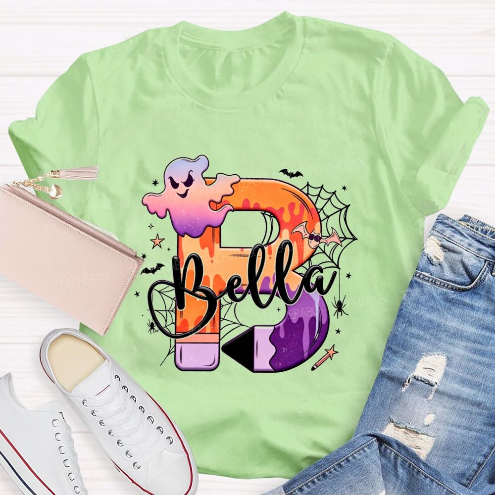 Personalized Name Little Spooky Halloween Teacher T-shirt
