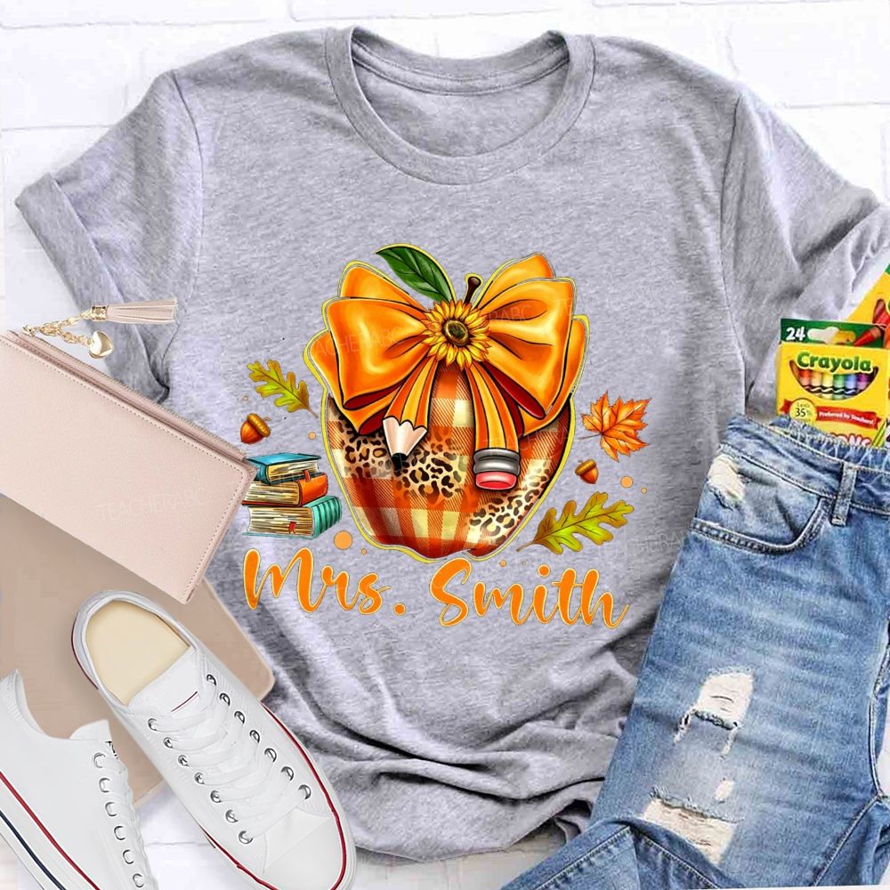 Personalized Name Cozy Fall Classroom Teacher T-shirt