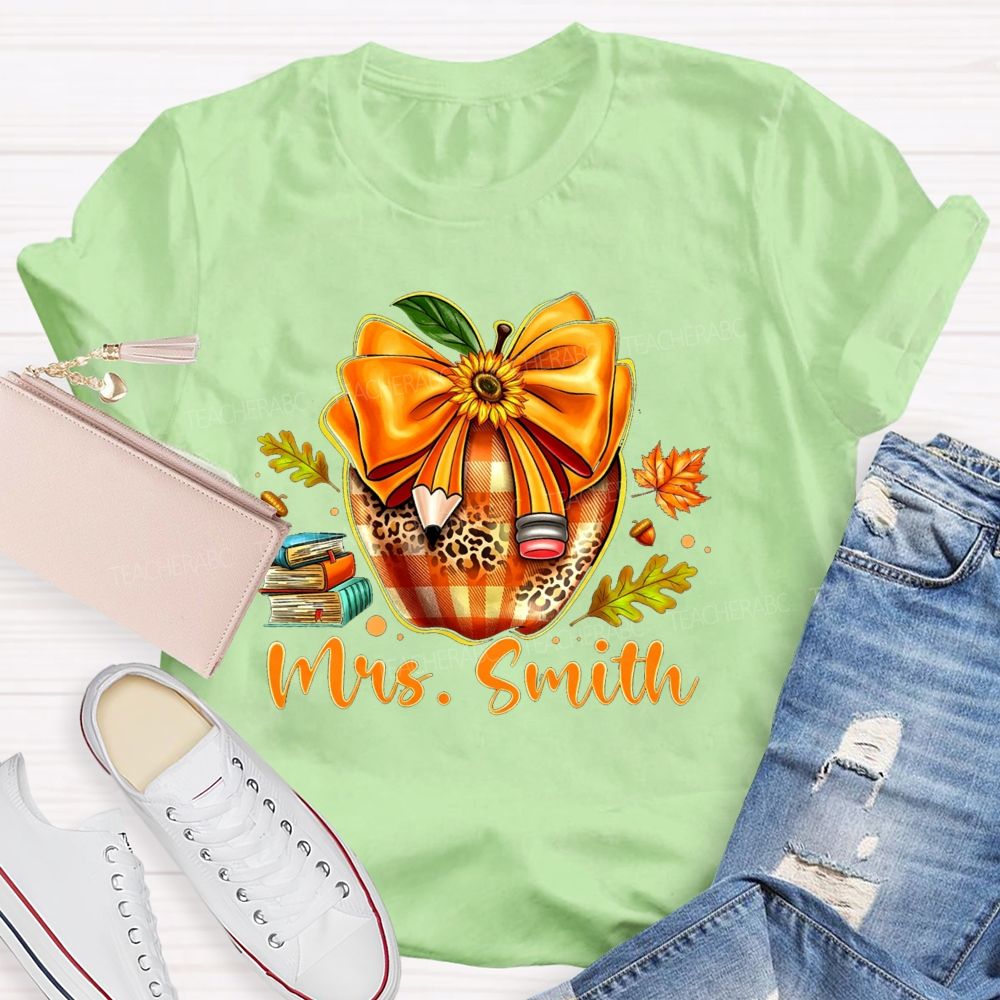 Personalized Name Cozy Fall Classroom Teacher T-shirt