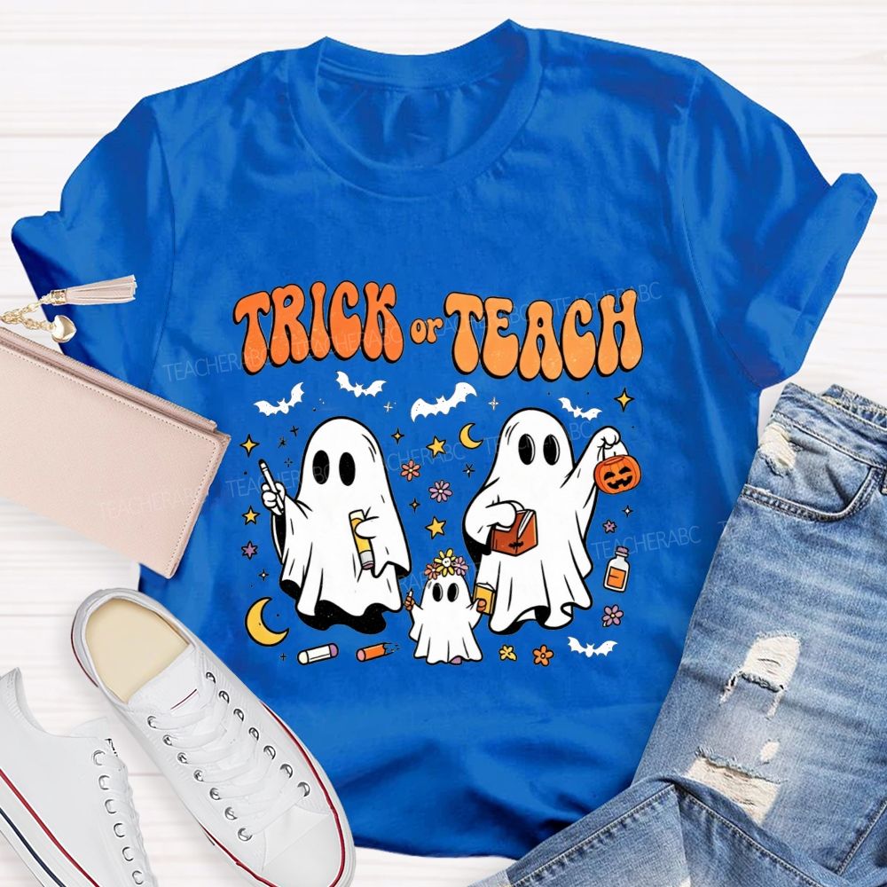 Trick Or Teach Halloween Teacher Ghost Vibes T-shirt