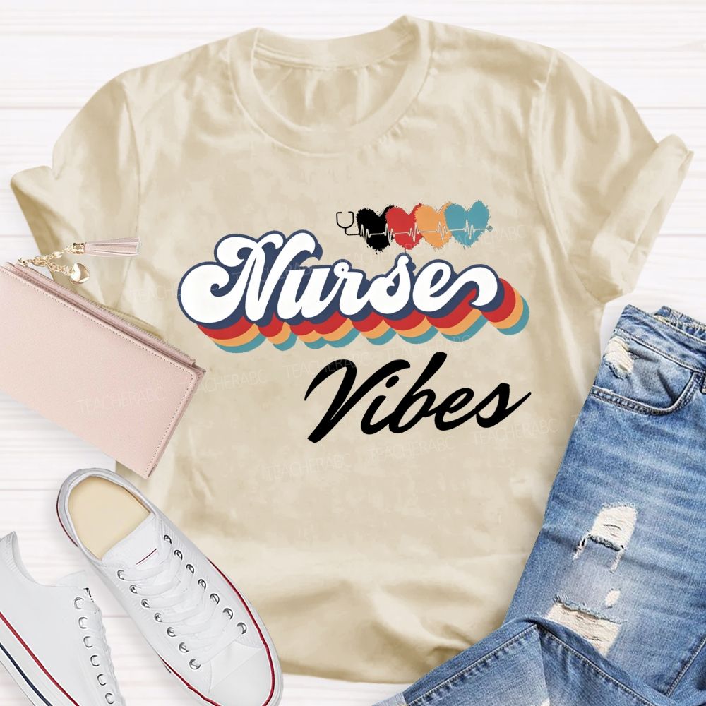 Nurse Vibes And Heartbeats School Nurse Life T-shirt