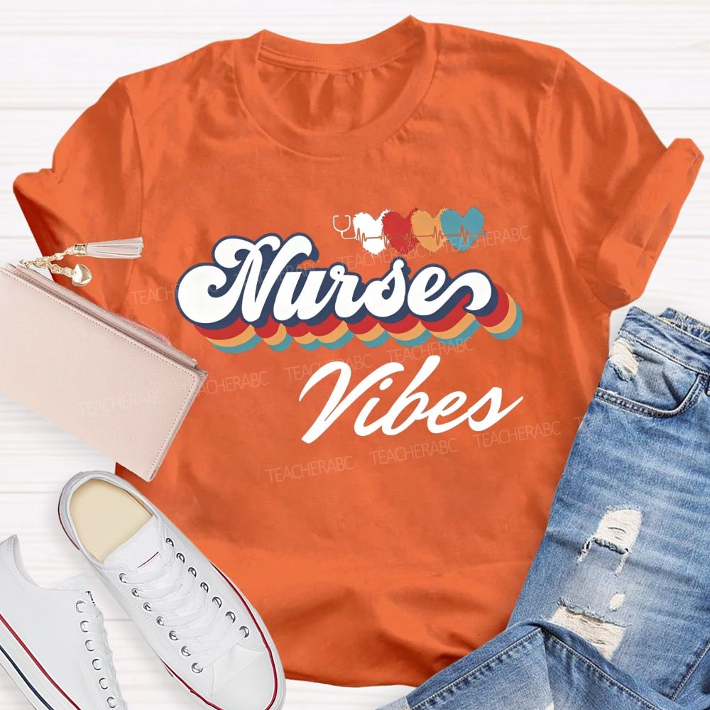 Nurse Vibes And Heartbeats School Nurse Life T-shirt