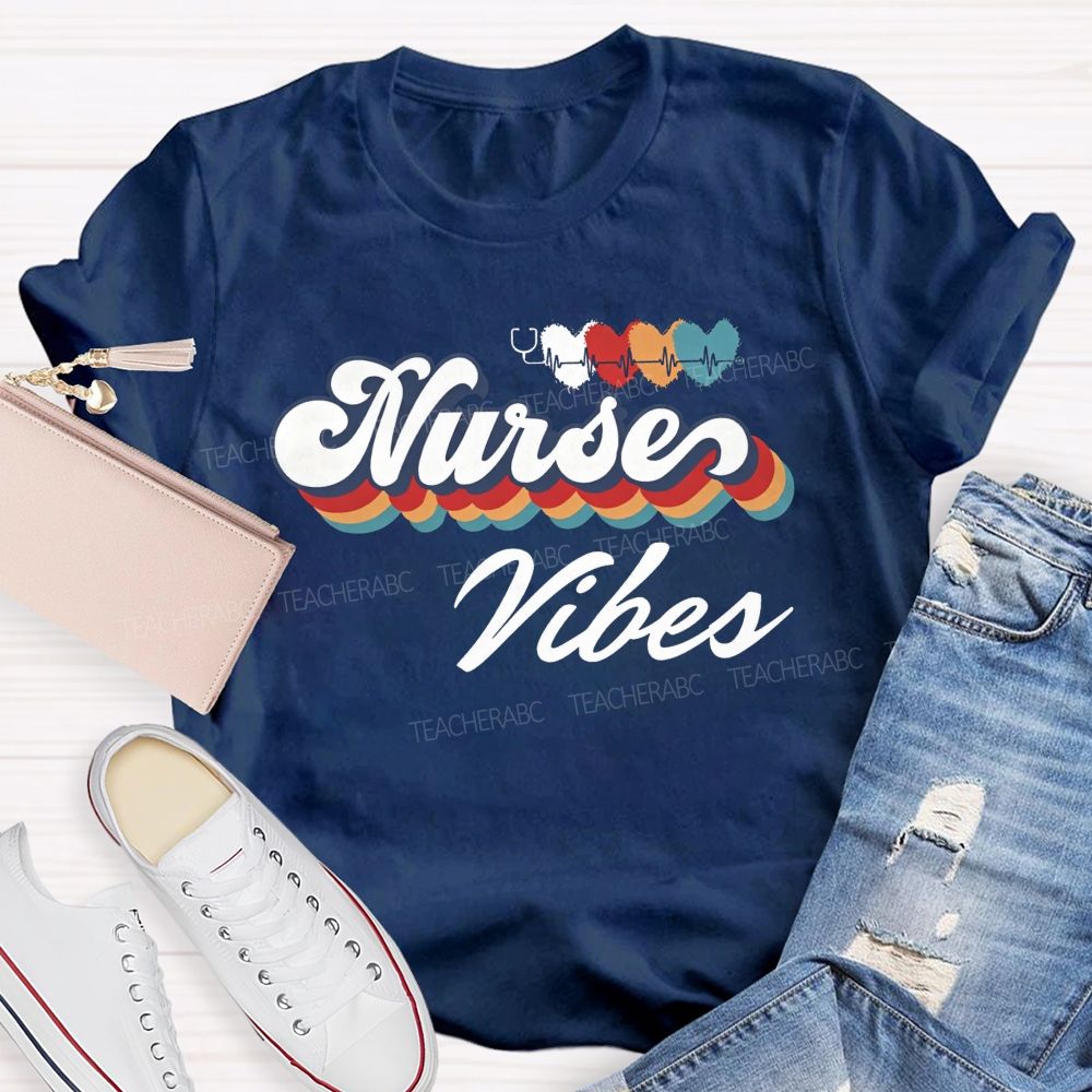 Nurse Vibes And Heartbeats School Nurse Life T-shirt
