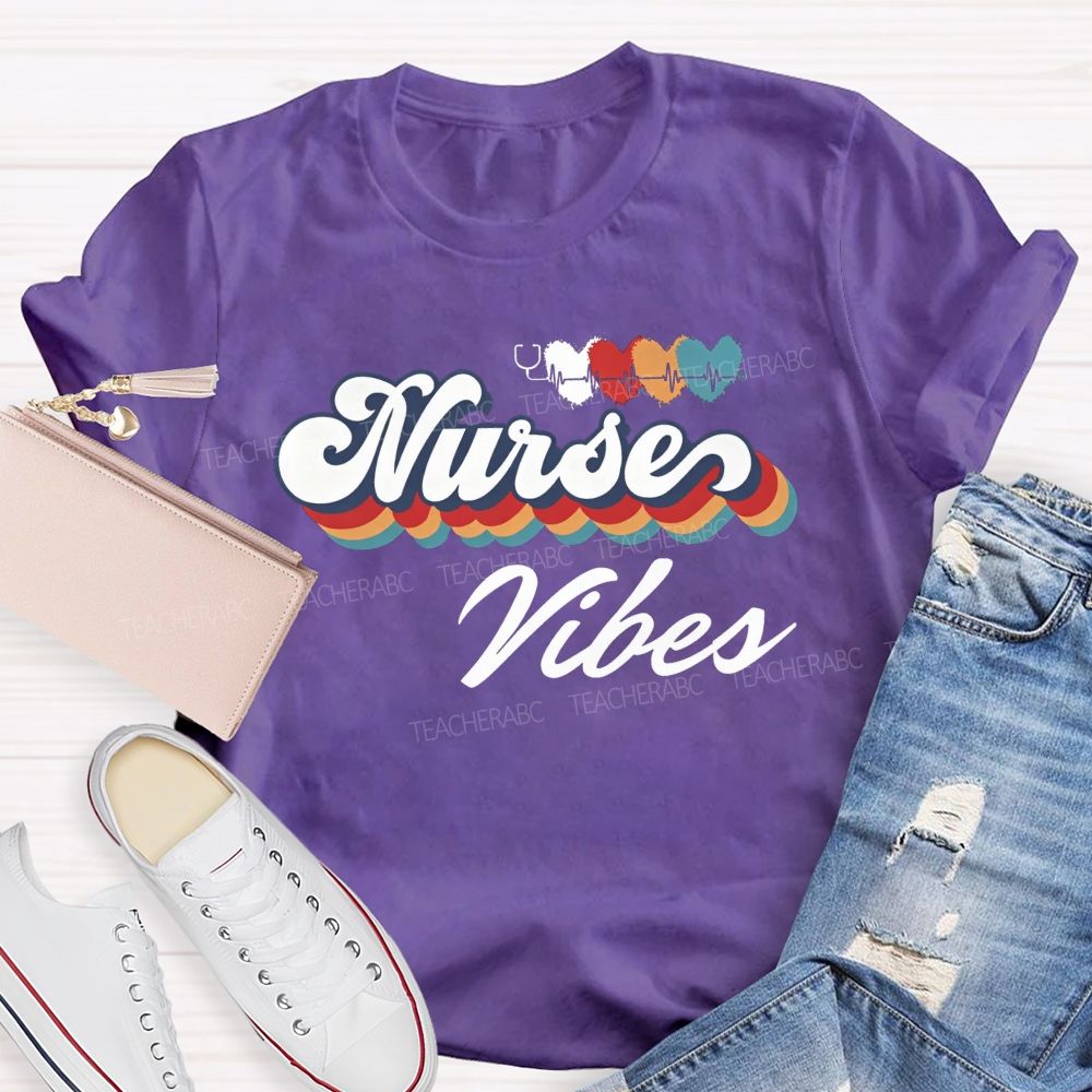 Nurse Vibes And Heartbeats School Nurse Life T-shirt