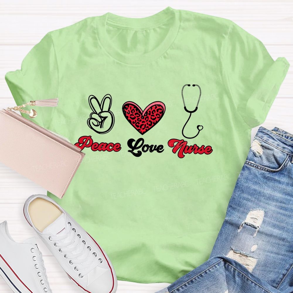 Peace Love And Nurse Life Healing Hearts T-shirt