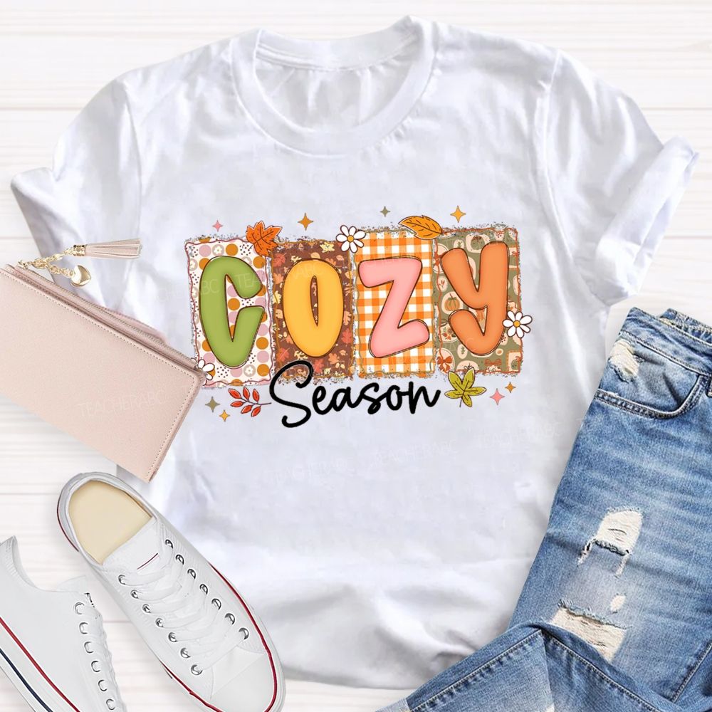 Cozy Season All Things Fall And Cozygh Shelves Teacher T-shirt