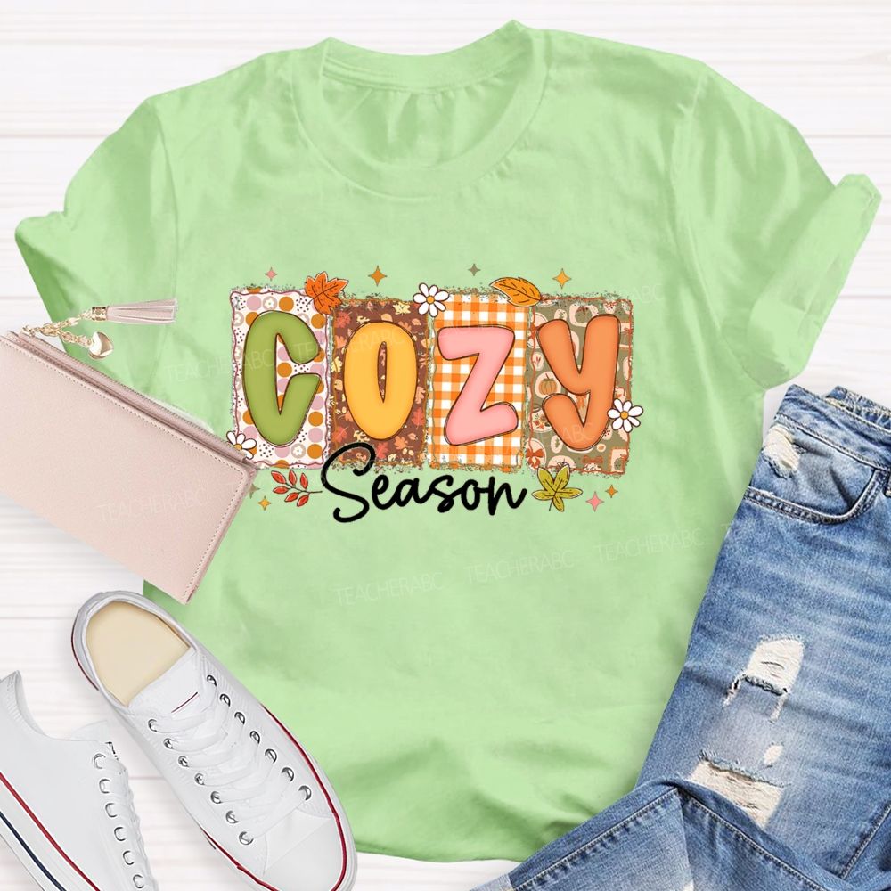 Cozy Season All Things Fall And Cozygh Shelves Teacher T-shirt