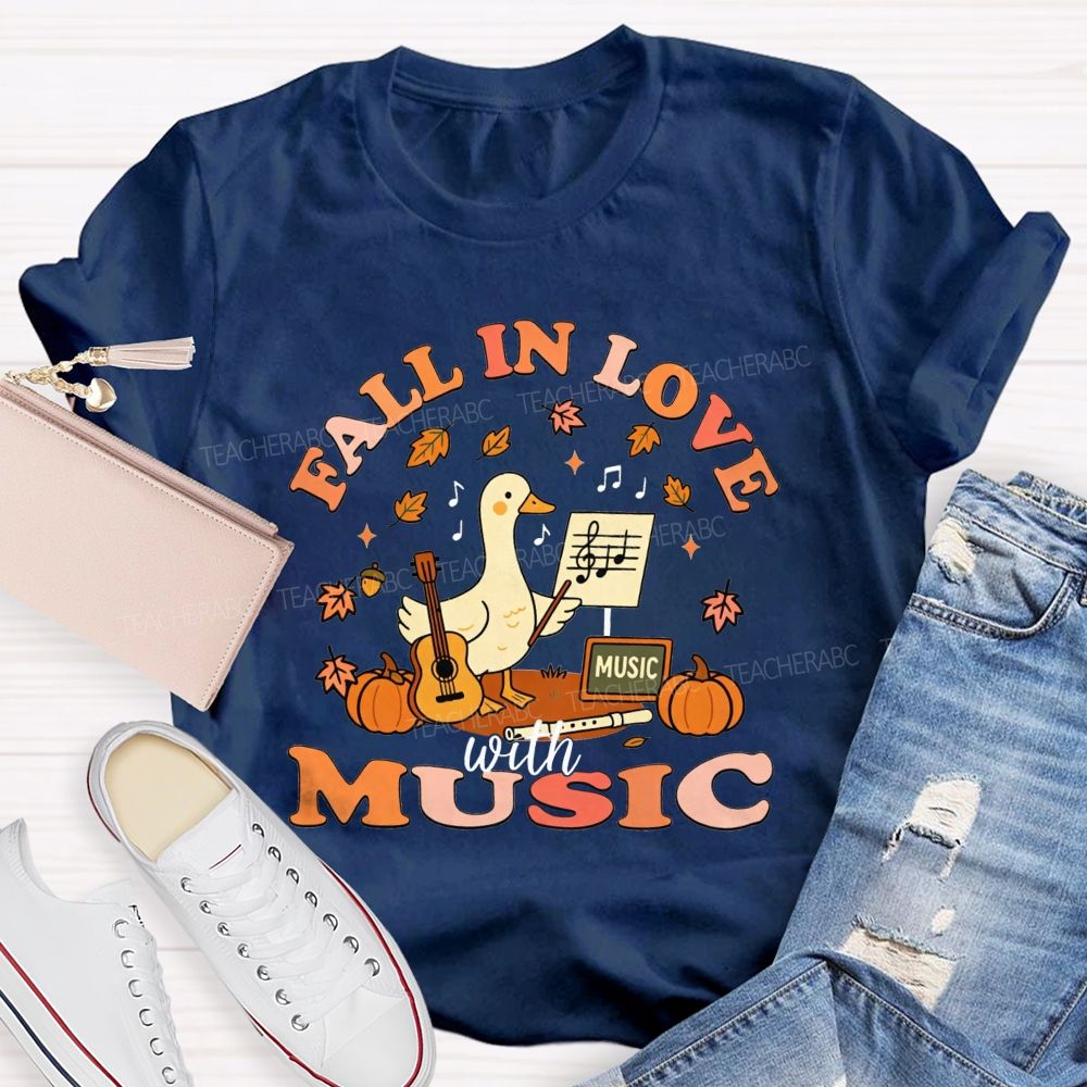 Fall In Love With Music Autumn Melody Lover T-shirt