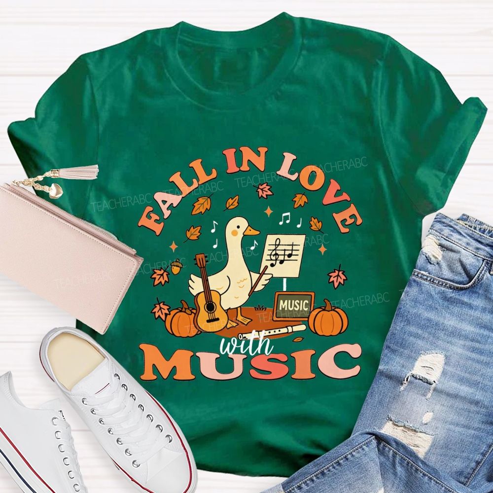 Fall In Love With Music Autumn Melody Lover T-shirt