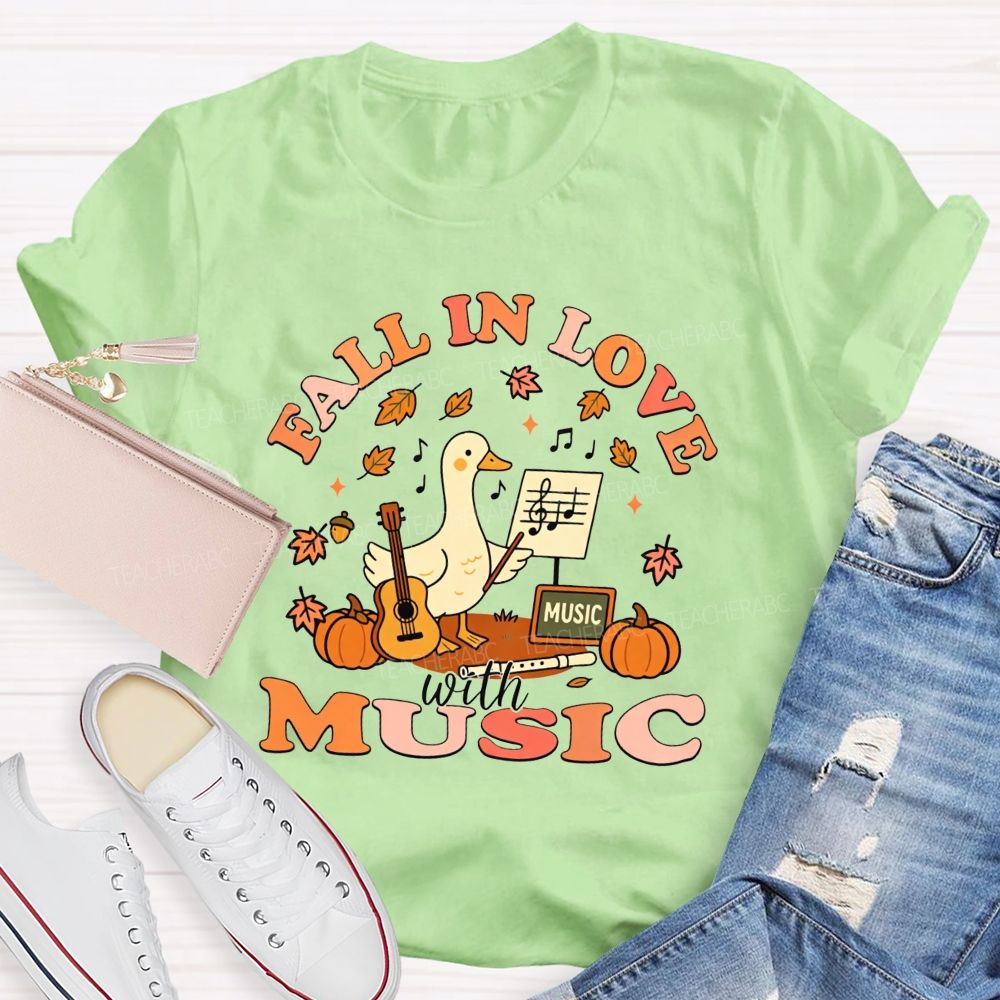 Fall In Love With Music Autumn Melody Lover T-shirt