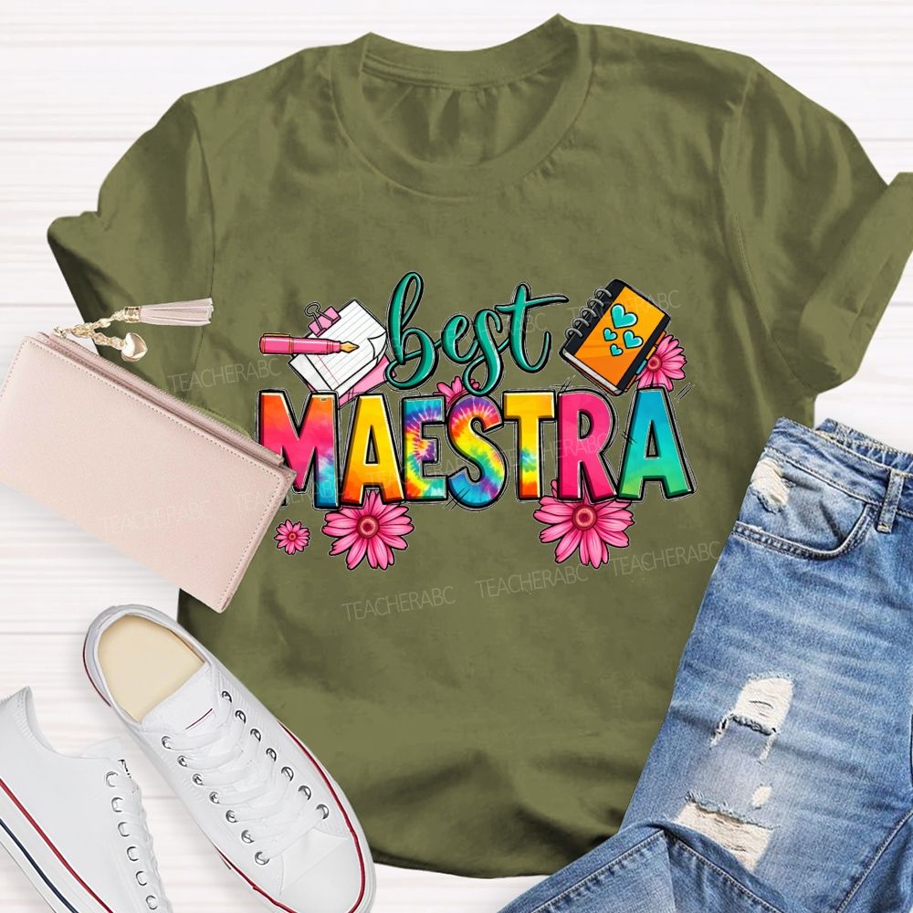 Best Maestra Life Happy Vibes Teacher T-shirt