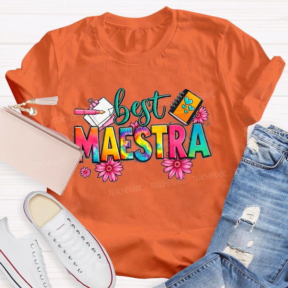 Best Maestra Life Happy Vibes Teacher T-shirt
