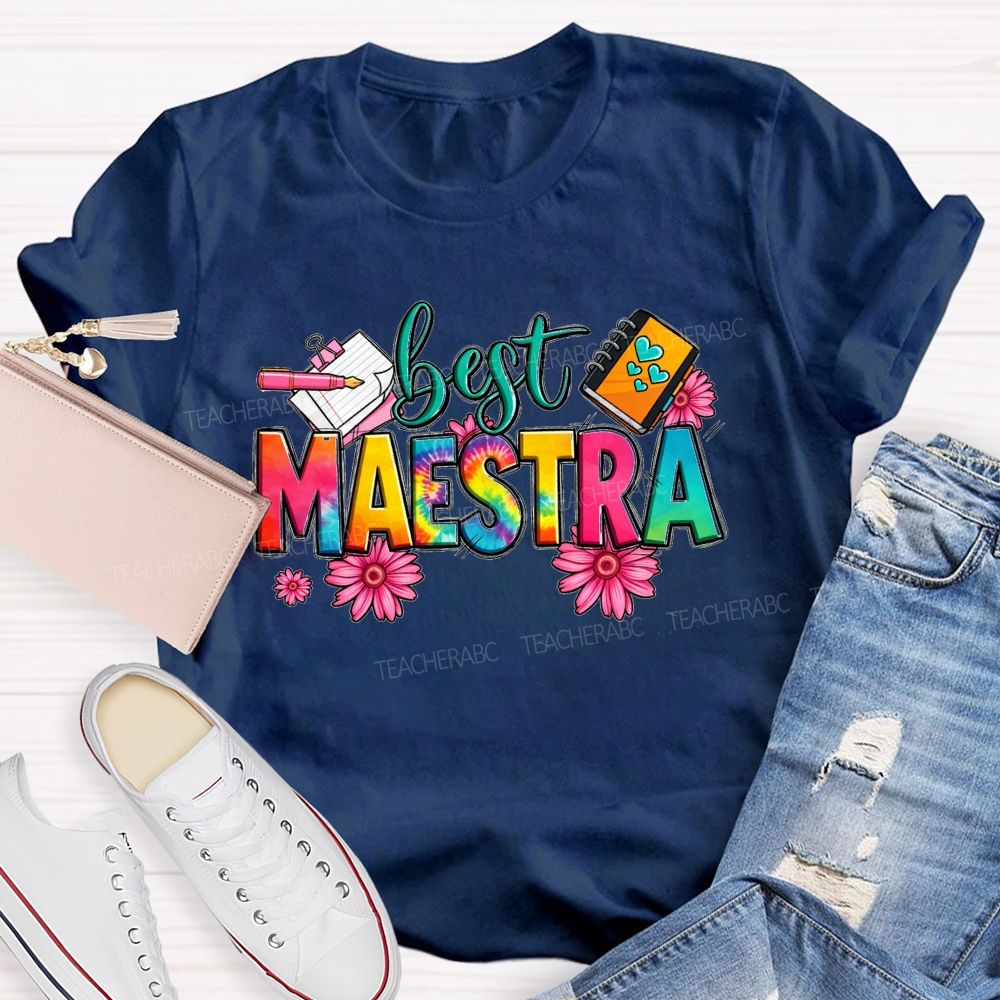 Best Maestra Life Happy Vibes Teacher T-shirt
