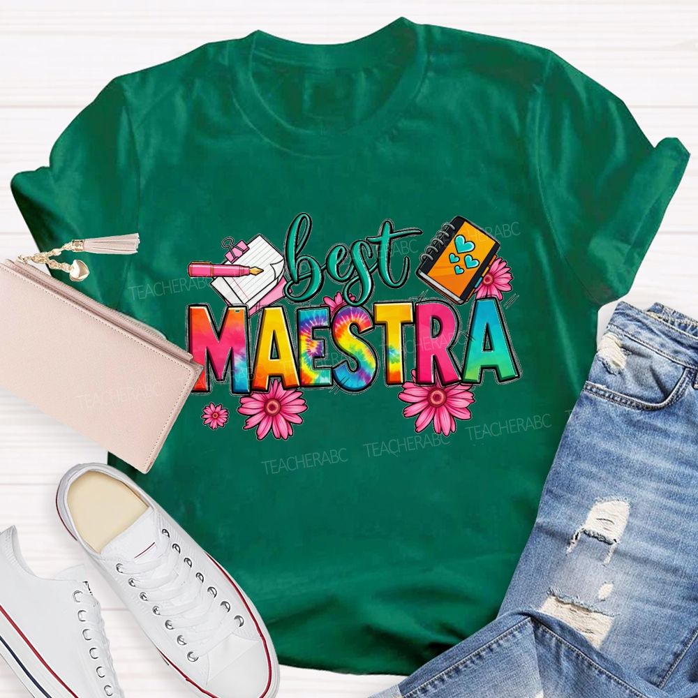 Best Maestra Life Happy Vibes Teacher T-shirt