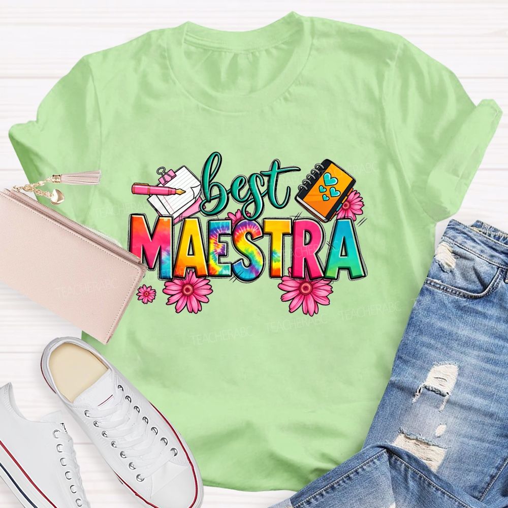 Best Maestra Life Happy Vibes Teacher T-shirt