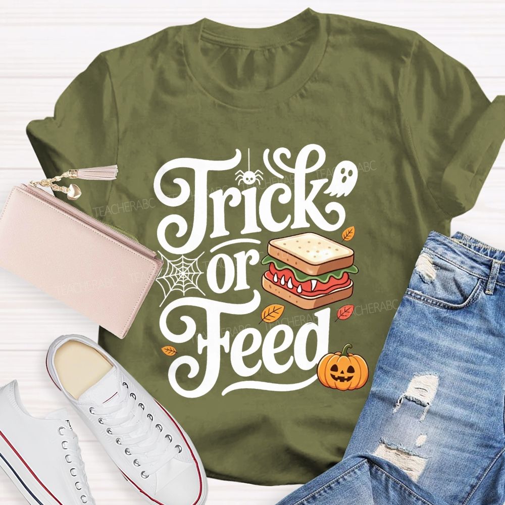 Trick Or Feed Spooky Sandwich Lunch Lady T-shirt