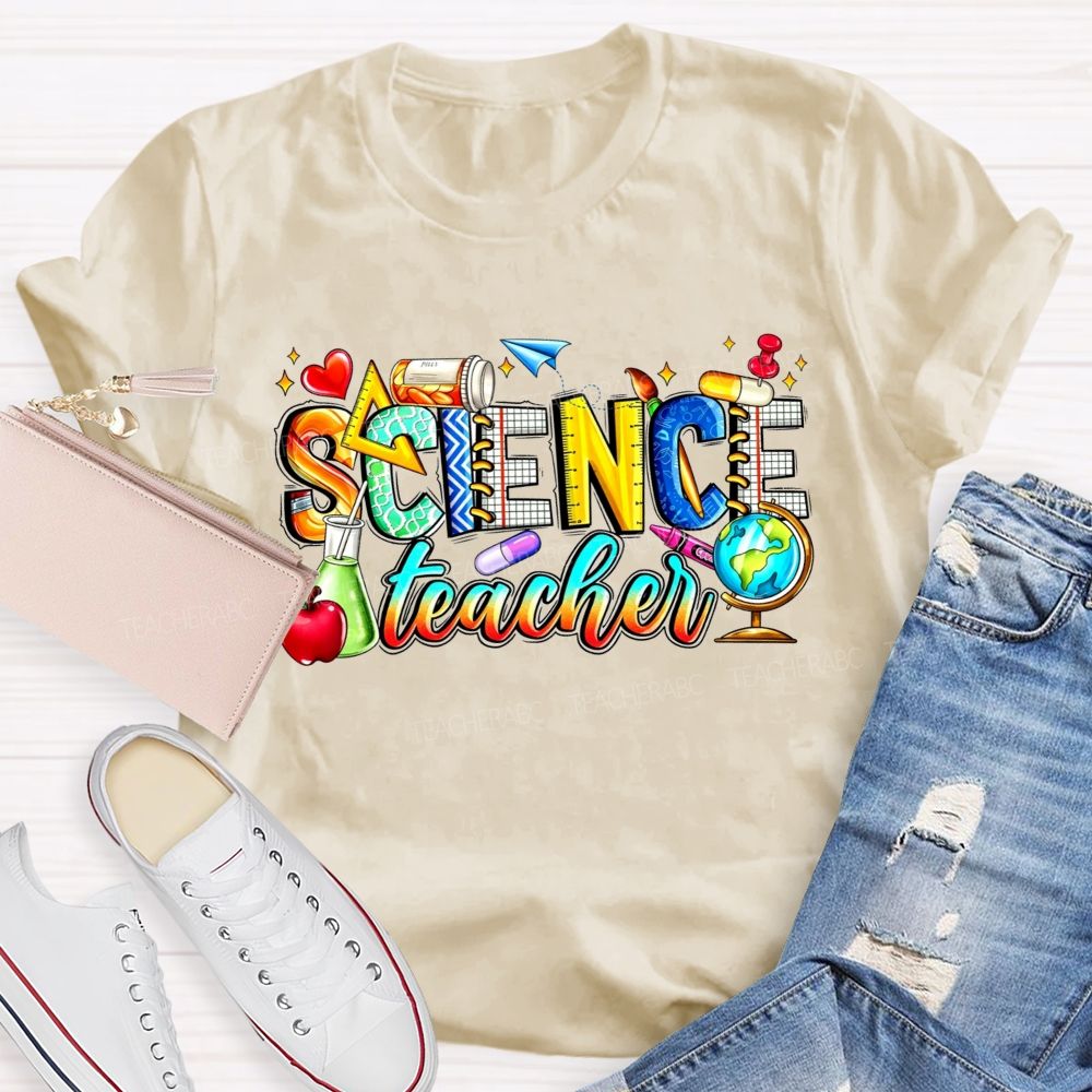 Science Teacher Colorful All Things Lab And Discovery Teacher T-shirt
