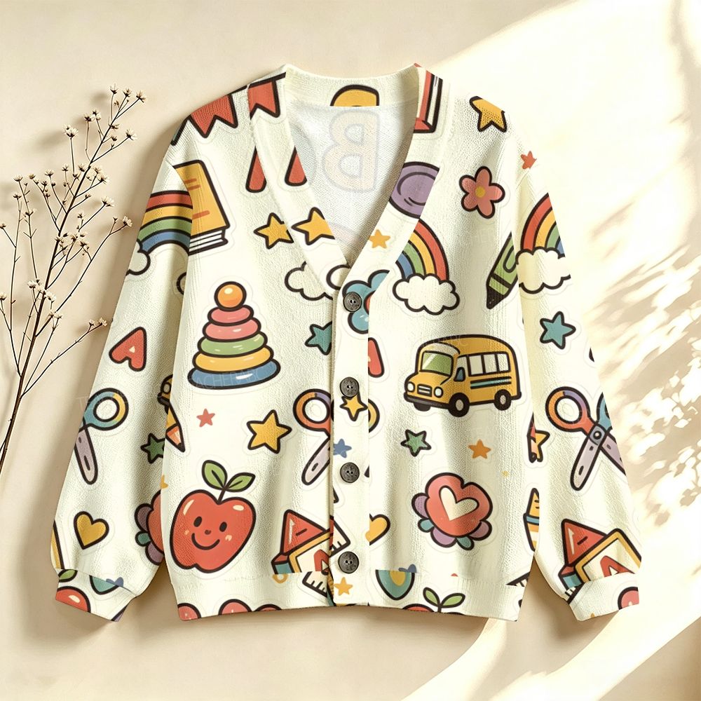 Rainbow School Vibe Teacher Sweater-Style Cardigan