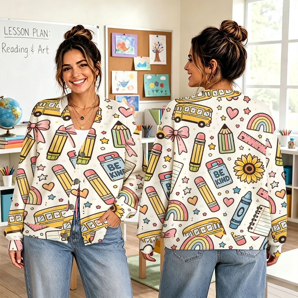 Be Kind Sunflower Teacher Sweater-Style Cardigan
