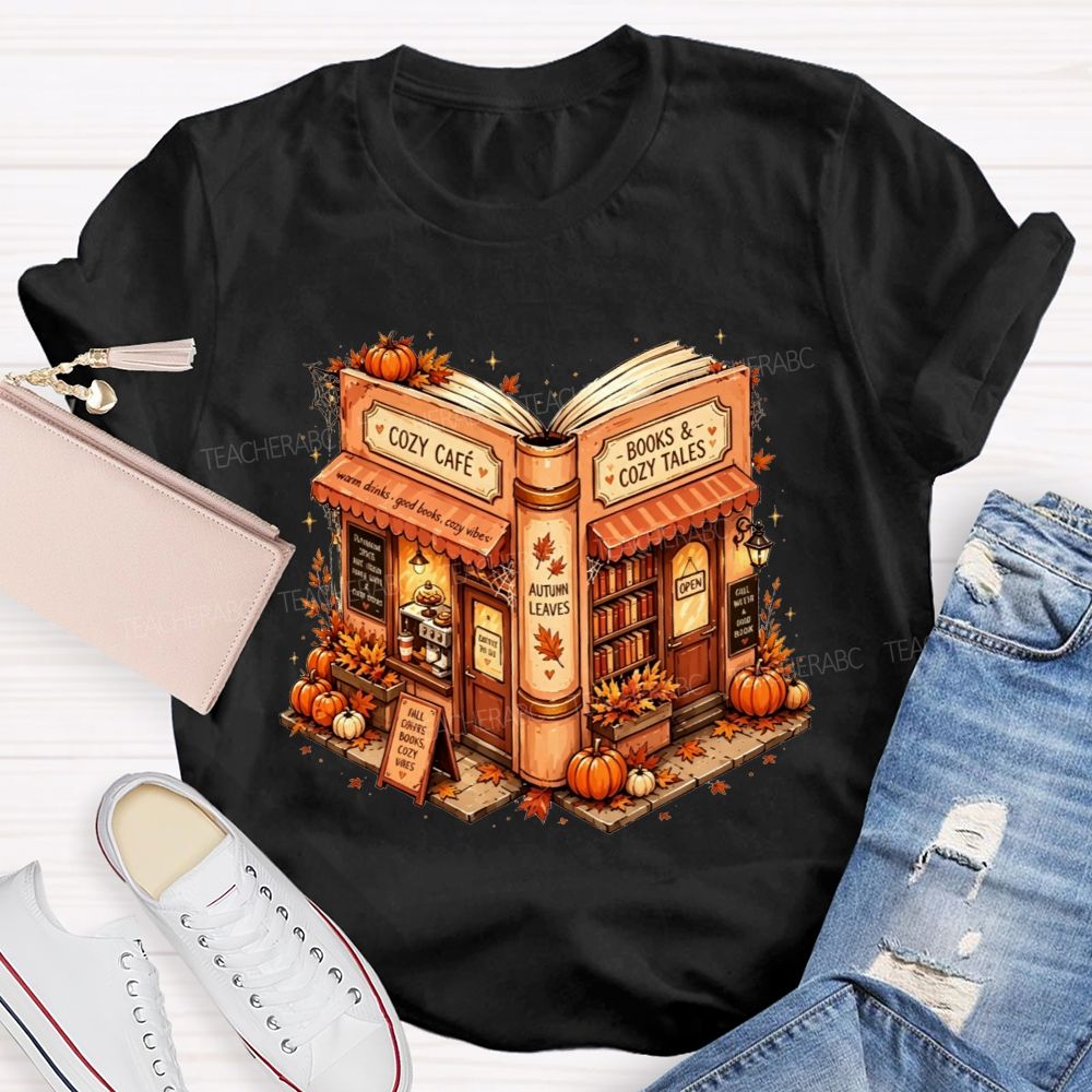 Cozy Cafe Books And Cozy Tales Teacher T-shirt