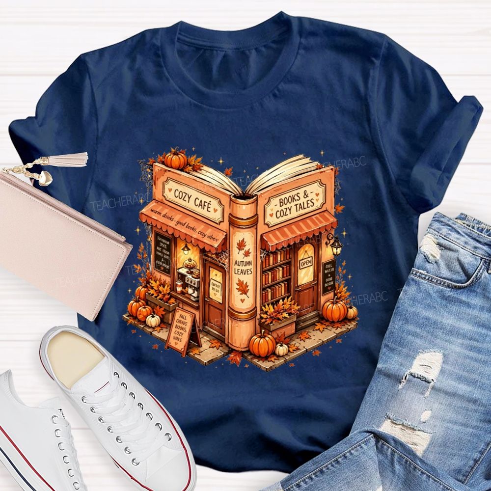 Cozy Cafe Books And Cozy Tales Teacher T-shirt