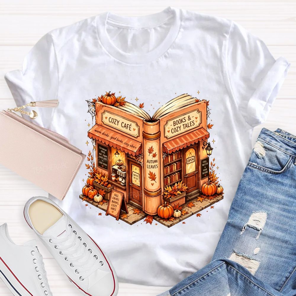 Cozy Cafe Books And Cozy Tales Teacher T-shirt