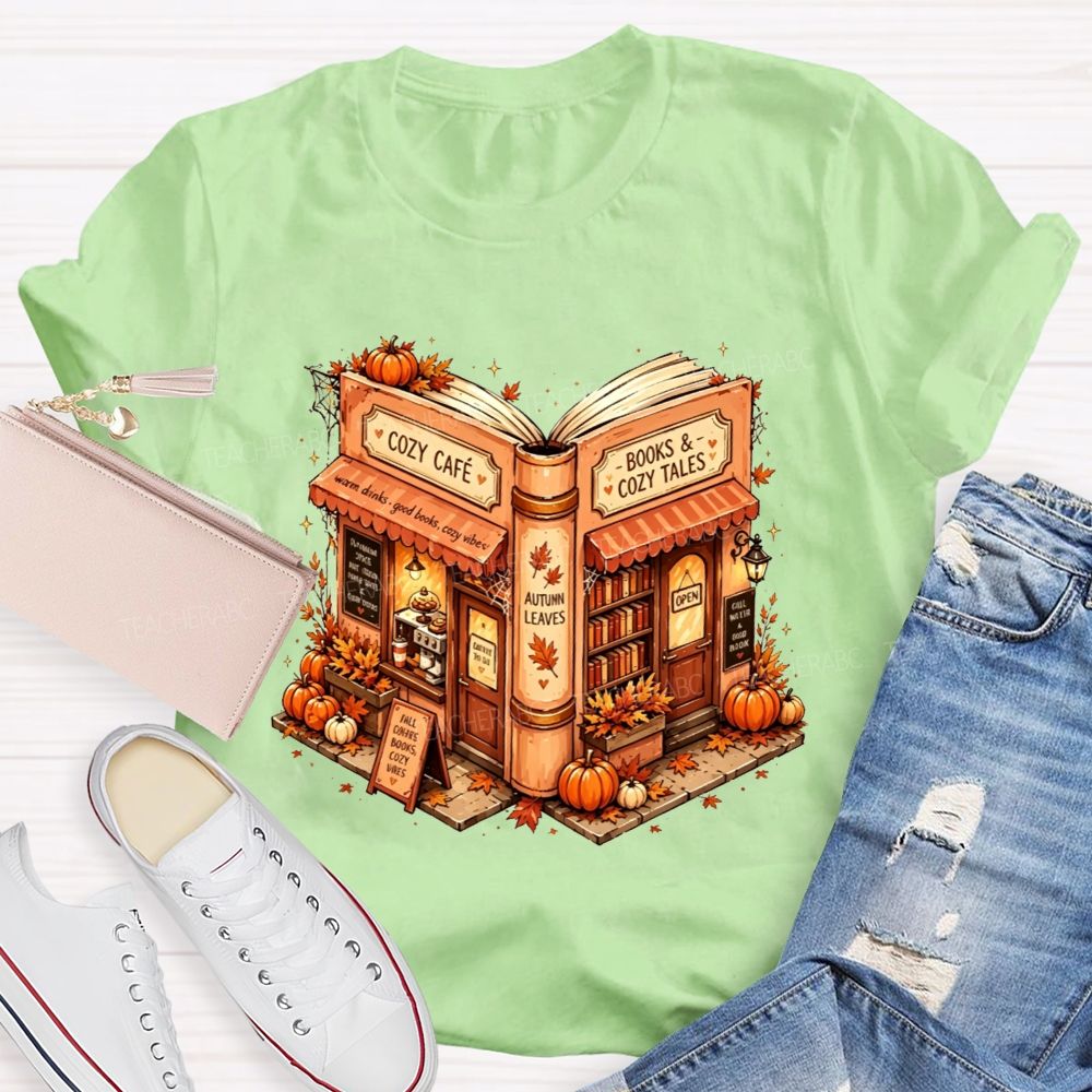 Cozy Cafe Books And Cozy Tales Teacher T-shirt