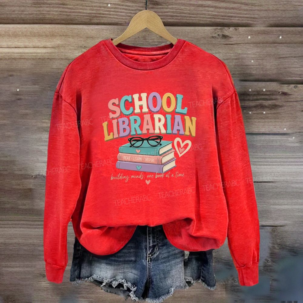 School Librarian Building Minds One Book At A Time Read Learn Inspire Sweatshirt