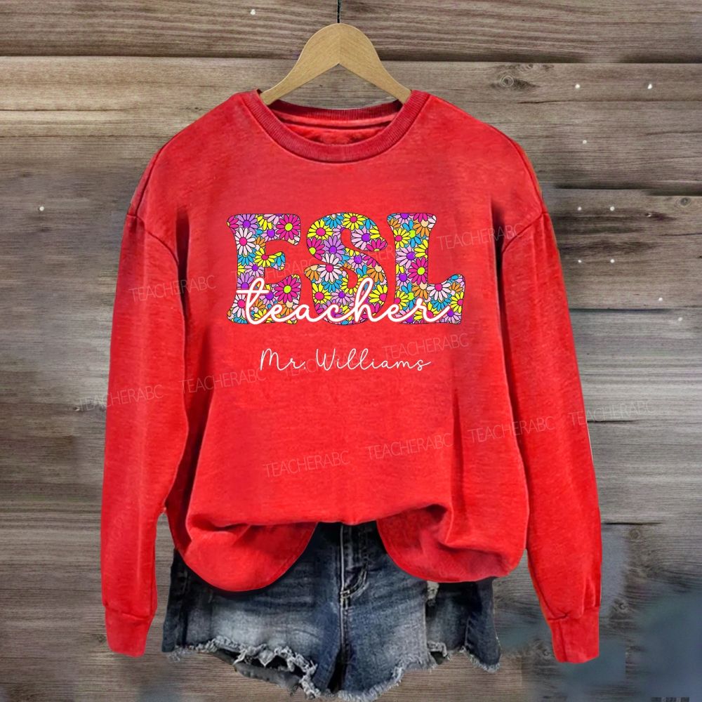 Personalized Name Floral ESL Sweatshirt