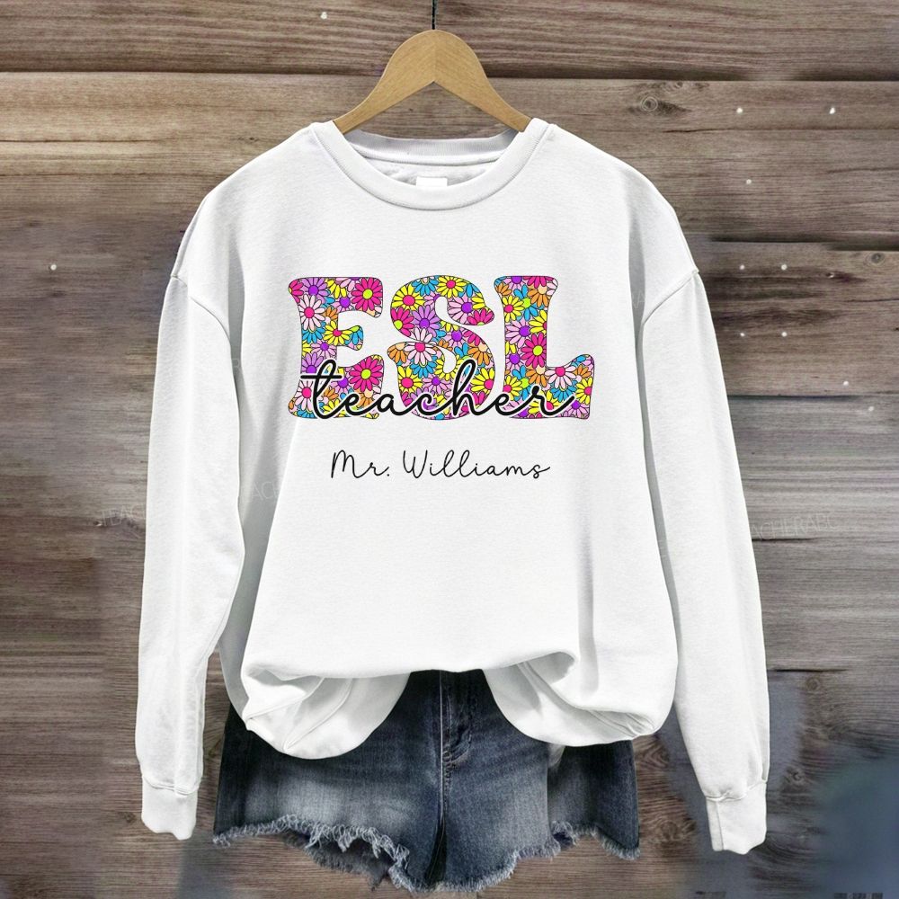Personalized Name Floral ESL Sweatshirt