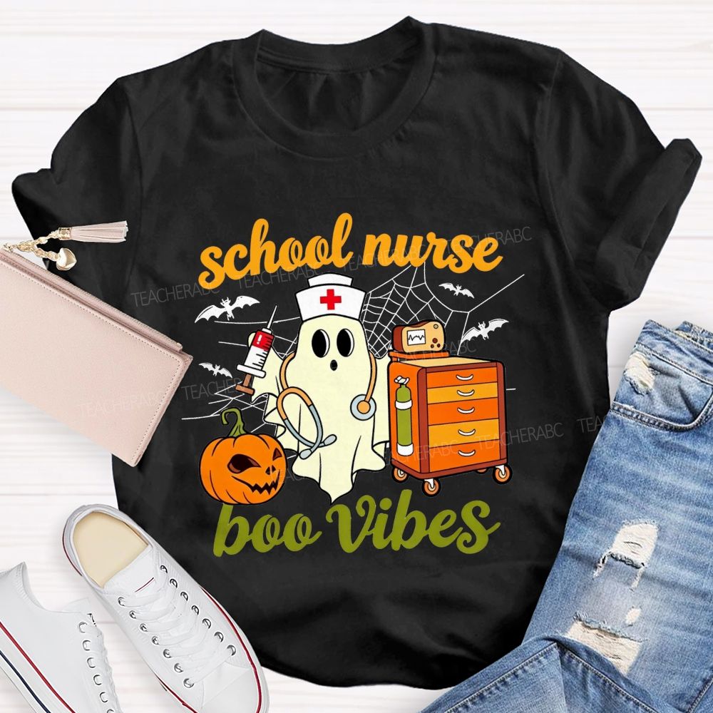 School Nurse Boo Vibes Halloween Spooky Healing Mode T-shirt