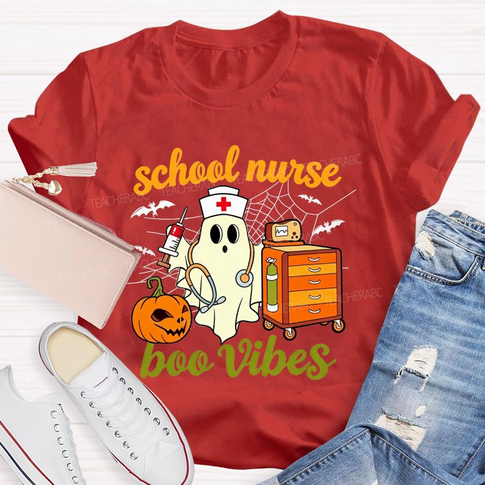 School Nurse Boo Vibes Halloween Spooky Healing Mode T-shirt
