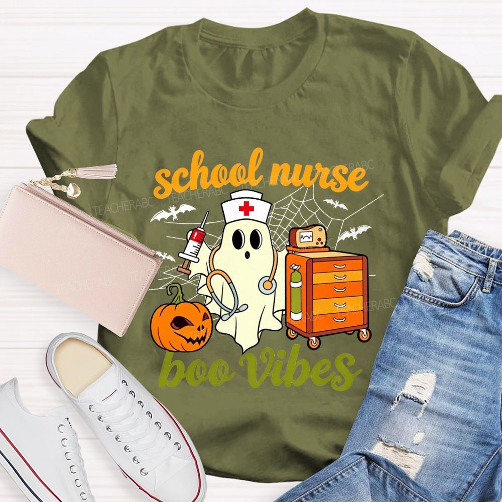 School Nurse Boo Vibes Halloween Spooky Healing Mode T-shirt