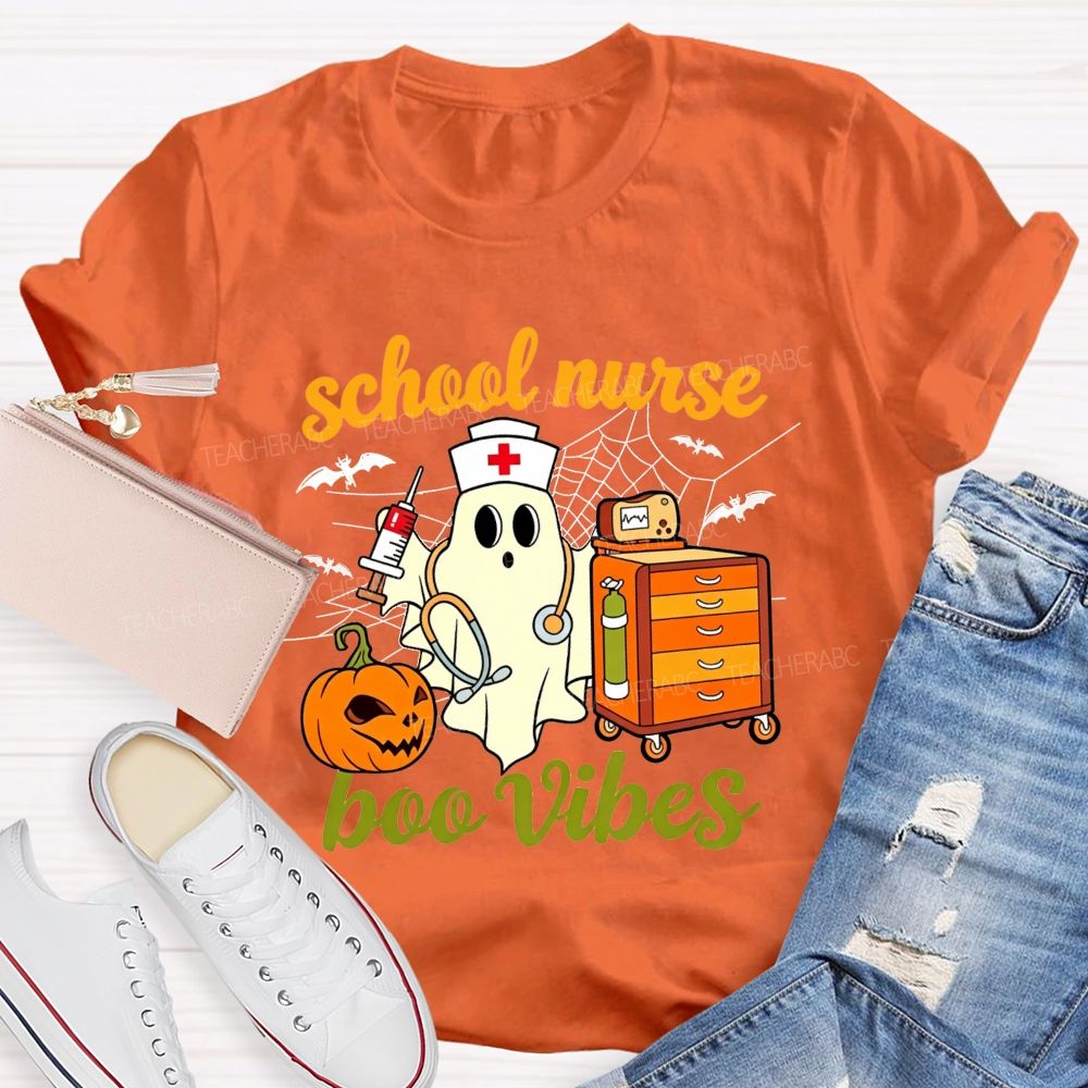 School Nurse Boo Vibes Halloween Spooky Healing Mode T-shirt