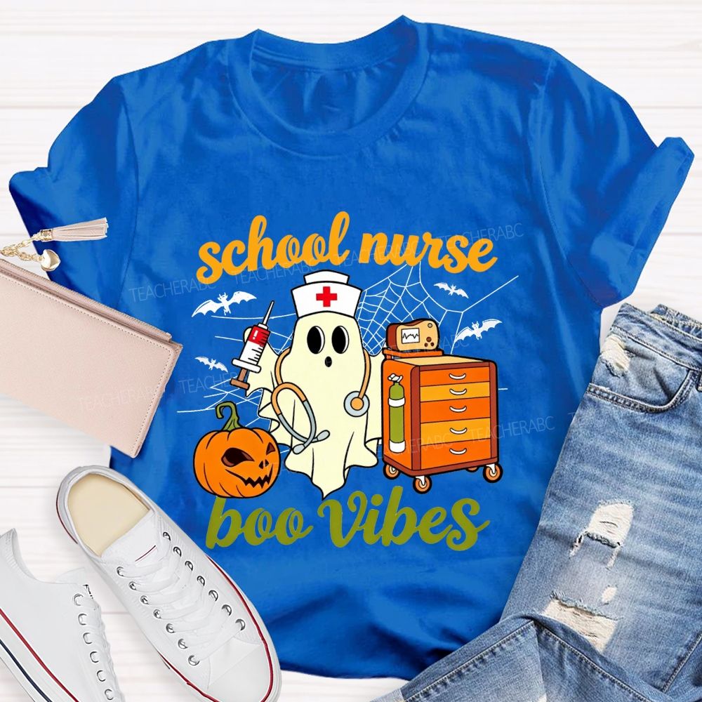 School Nurse Boo Vibes Halloween Spooky Healing Mode T-shirt