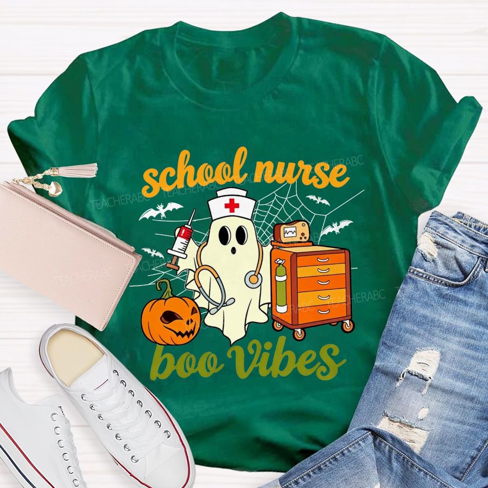 School Nurse Boo Vibes Halloween Spooky Healing Mode T-shirt