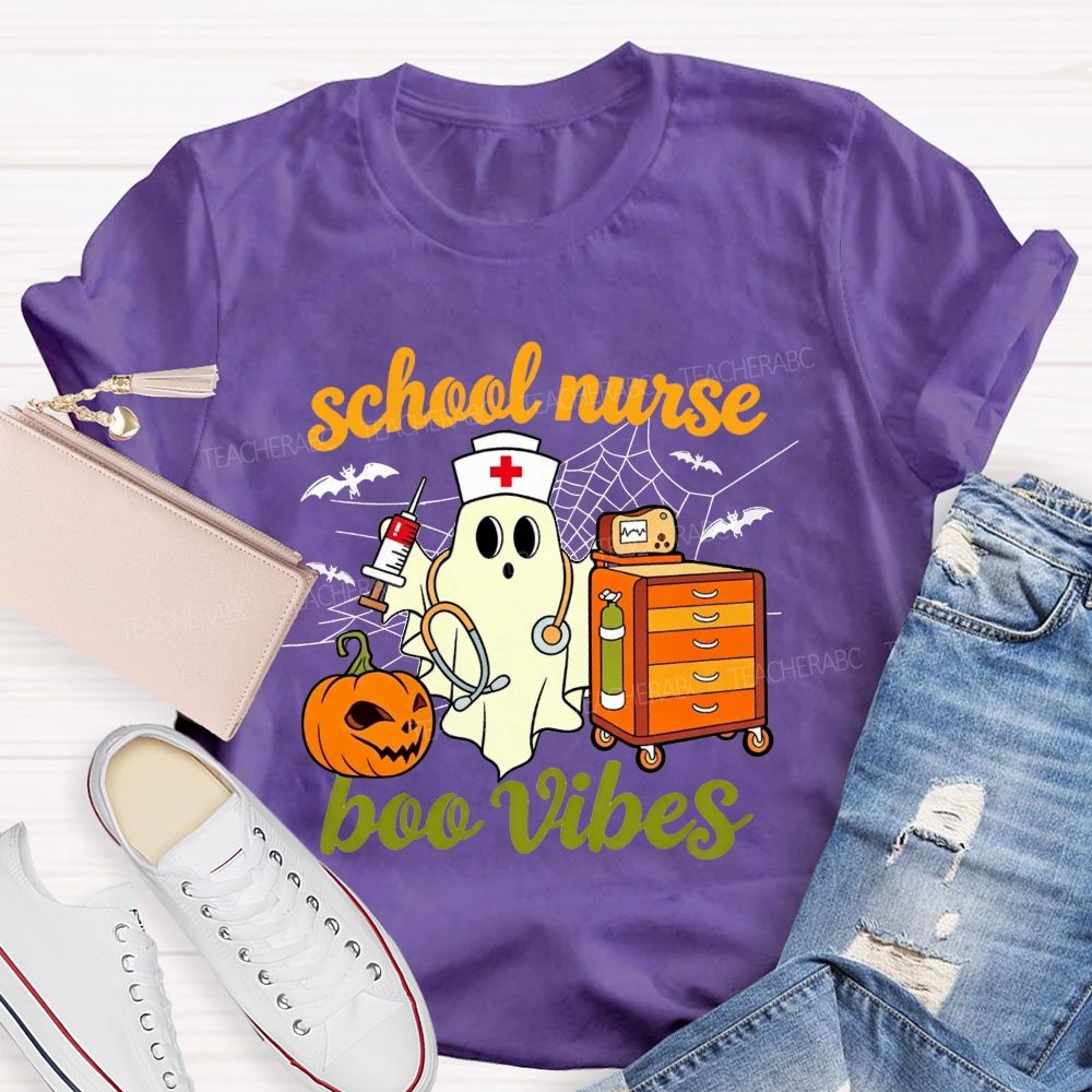 School Nurse Boo Vibes Halloween Spooky Healing Mode T-shirt